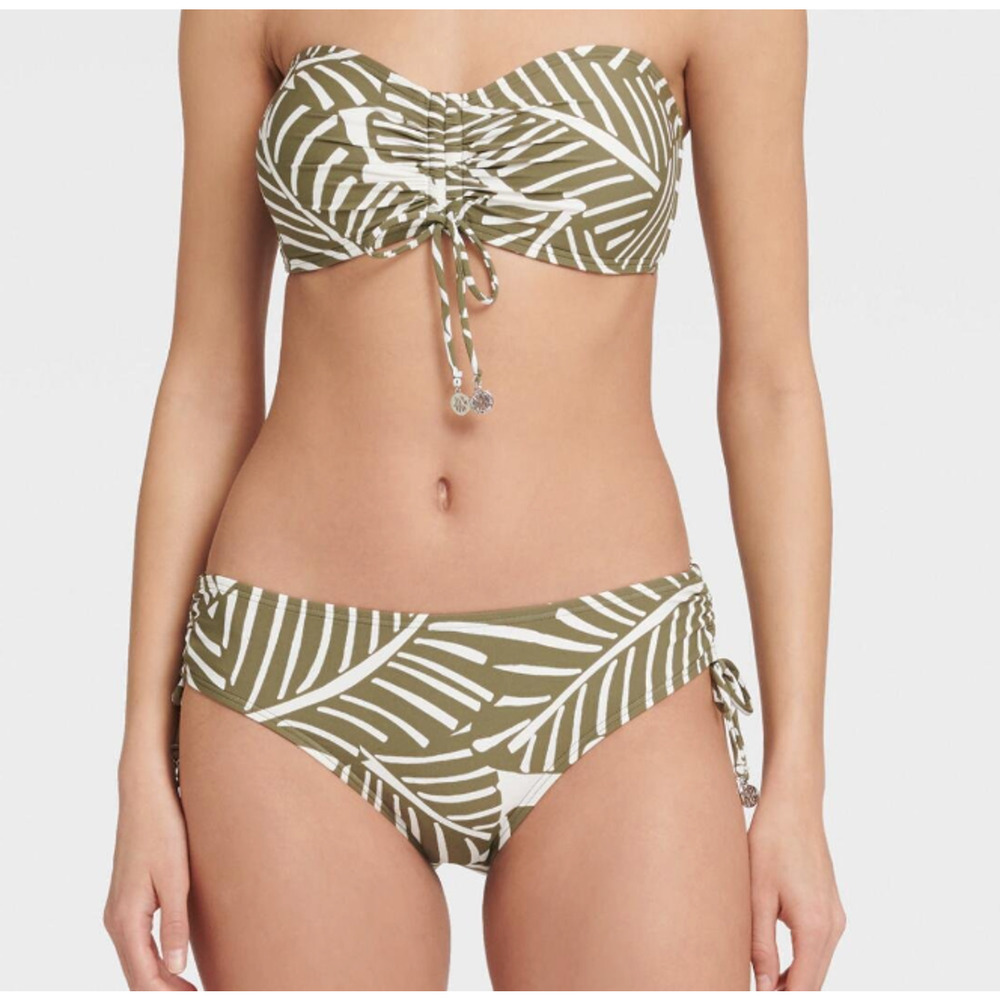 DKNY Women's 2 PC Bikini Swim Top & Bottom Military Olive Green Jungle Large NWT